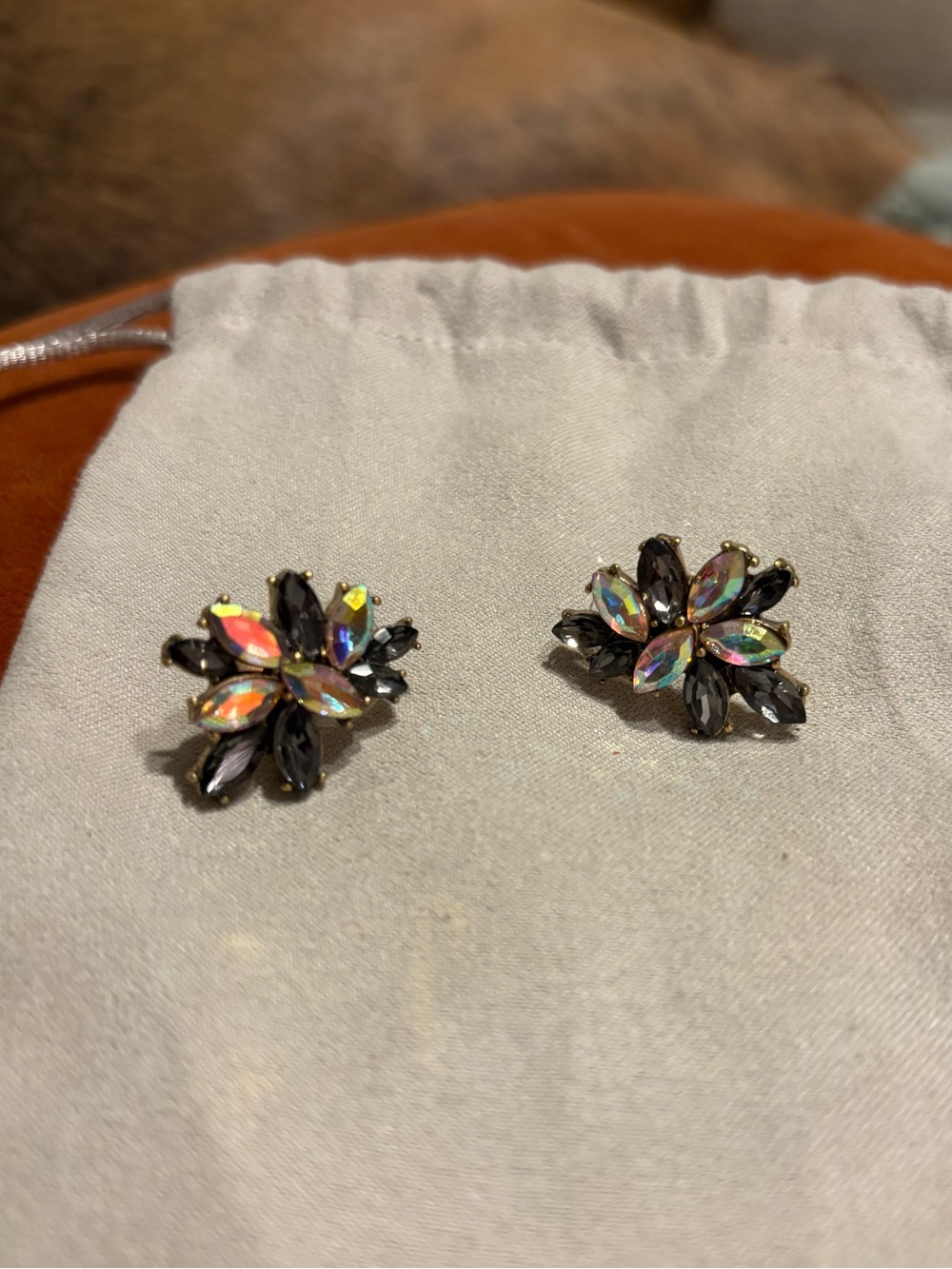J. Crew Iridescent and Black Crystal Stud Earrings